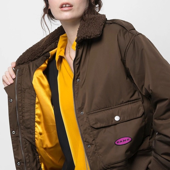 Vans Women's Brown Curren X Knost Bomber Jacket - Picture 2 of 5